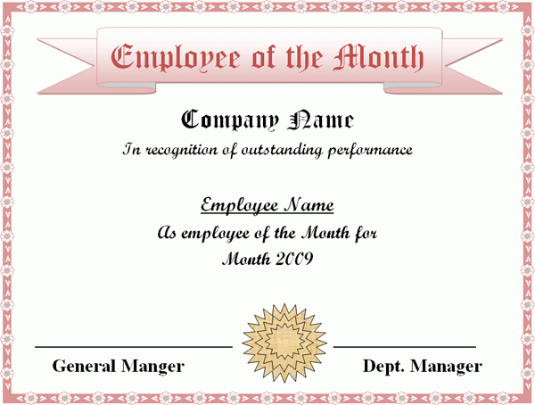 Manager Of The Month Certificate Template In 2020 | Employee throughout Manager Of The Month Certificate Template