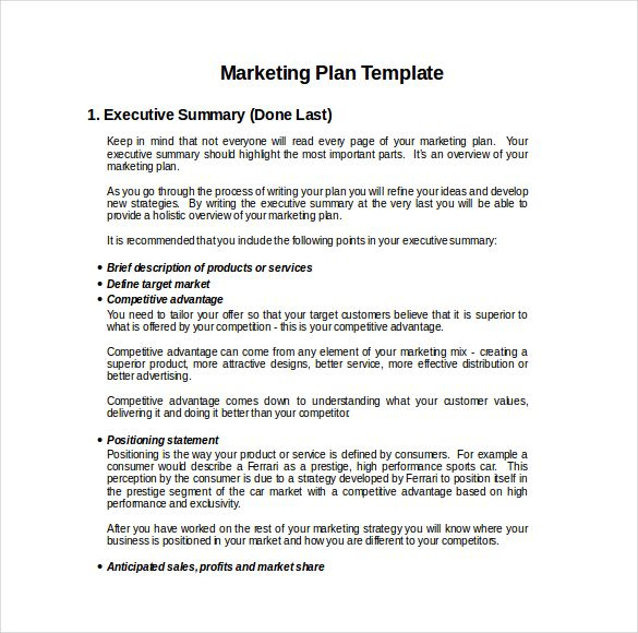 Marketing Plan Templates, 20+ Formats, Examples And Complete for Marketing Plan For Small Business Template