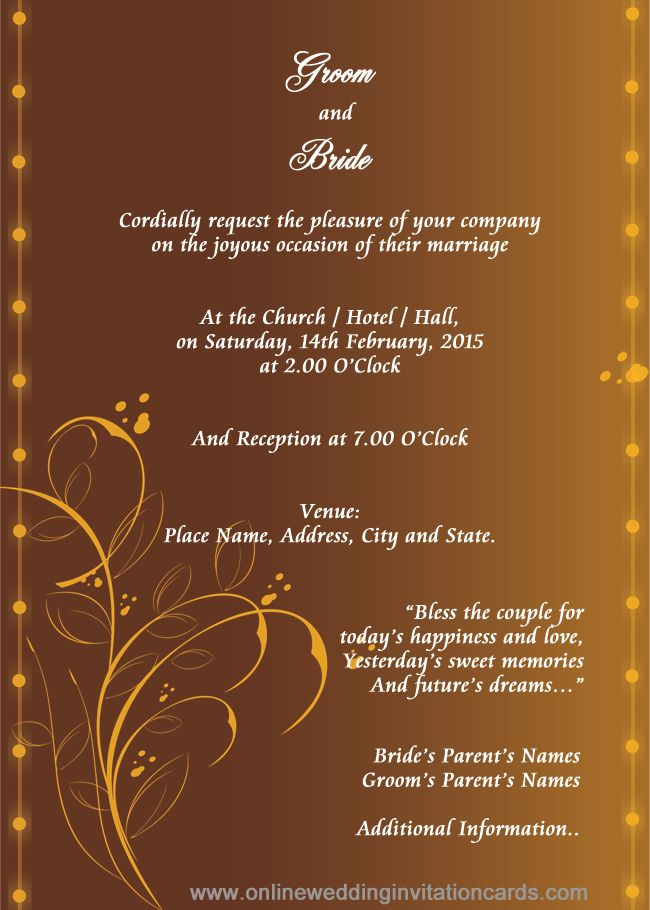 Marriage Invitation Card Template | Marriage Invitation Card with Invitation Cards Templates For Marriage