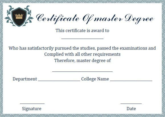 Master Degree Diploma Certificate Template | Degree pertaining to Masters Degree Certificate Template