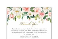 Memorial Thank You Card Template For Funerals Blush Template regarding Sympathy Thank You Card Template