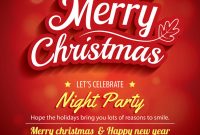 Merry Christmas Greeting Card And Party On Red with Adobe Illustrator Christmas Card Template