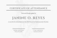Minimalist Conference Attendance Certificate pertaining to Certificate Of Attendance Conference Template