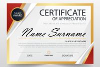 Modern Certificate Of Appreciation Template | Free Vector in Printable Certificate Of Recognition Templates Free