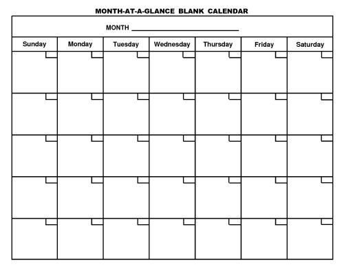 Month-At-A-Glance Calendar | Free Calendar Template throughout Month At A Glance Blank Calendar Template