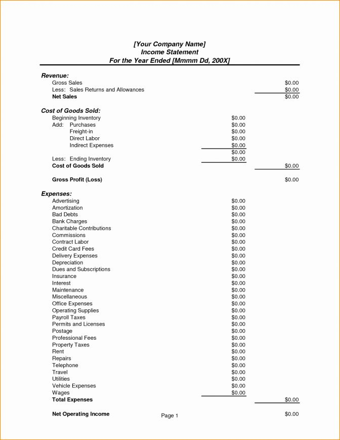 Monthly Income Statement Example Template Small Business intended for Financial Statement For Small Business Template