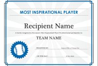 Most Inspirational Player Award Certificate (Editable Title) with regard to Player Of The Day Certificate Template