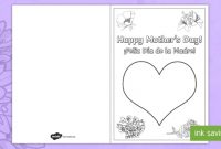 Mother's Day Fingerprint Gift Card Template English/spanish throughout Mothers Day Card Templates