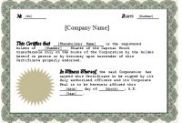 Ms Word Stock Certificate Template | Certificate Templates intended for Corporate Share Certificate Template