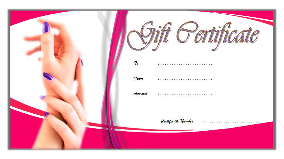 Nail Salon Gift Certificate Template Free 2 | Gift intended for Nail Gift Certificate Template Free