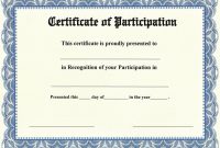 New Certificate Of Participation Templates | Certificate pertaining to Certificate Of Participation Template Doc