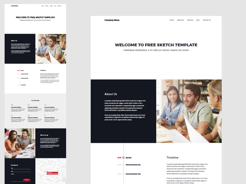 One Page Website Template Sketch Freebie - Download Free pertaining to One Page Business Website Template