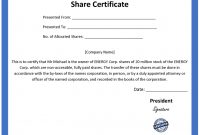 Ordinary Share Certificate Template throughout Template For Share Certificate