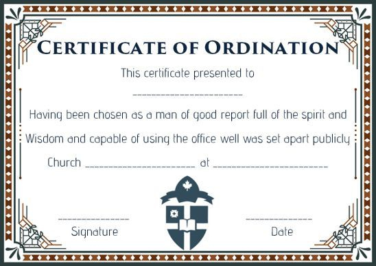 Ordination Certificate Template: 14+ Unique And Free within Certificate Of Ordination Template