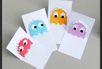 Pac-Man Ghosts Pop-Up Card Free Papercraft Templates Download regarding Templates For Pop Up Cards Free