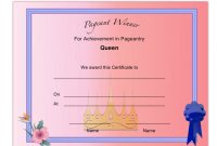 Pageant Queen Achievement Certificate Template Download with Pageant Certificate Template
