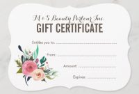 Painted Floral Salon Gift Certificate Template with Salon Gift Certificate Template