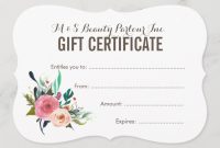 Painted Floral Salon Gift Certificate Template | Zazzle throughout Salon Gift Certificate Template