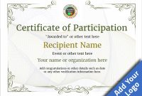 Participation Certificate Templates – Free, Printable, Add regarding Certificate Of Participation Template Pdf