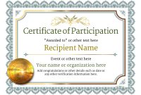 Participation Certificate Templates – Free, Printable, Add within Templates For Certificates Of Participation