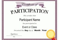 Participation Template Free Download  | Certificate Of for Certificate Of Participation Template Word