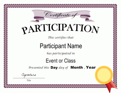 Participation Template Free Download  | Certificate Of pertaining to Free Templates For Certificates Of Participation