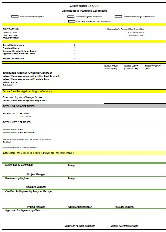Payment Certificate Excel Template - Planning Engineer in Certificate Of Payment Template