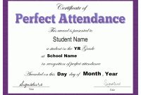 Perfect Attendance Certificate Template | Attendance in Perfect Attendance Certificate Template