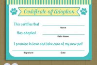 Pet Adoption Certificate / Instant Download Printable Pet with Pet Adoption Certificate Template