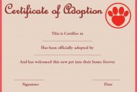 Pet Adoption Certificate Template: 10 Creative And Fun throughout Pet Adoption Certificate Template
