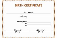 Pet Birth Certificate Maker Pet Birth Certificate For Word inside Girl Birth Certificate Template