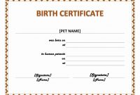Pet Birth Certificate Maker | Pet Birth Certificate For Word within Birth Certificate Fake Template
