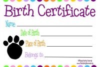 Pet Themed Kids Parties | Custom Birth Certificate To Go with Toy Adoption Certificate Template