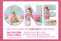 Photoshop Template First 1St One Birthday Invite Invitation in First Birthday Invitation Card Template