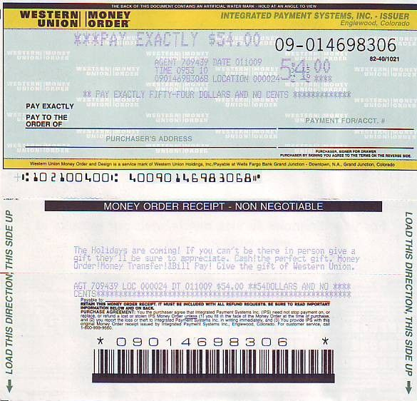 Picture Western Union Money Order | Blank Money Order | Fake in Blank Money Order Template
