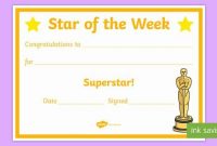 Pin On Certificate Customizable Design Templates throughout Star Of The Week Certificate Template
