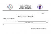 Pin On Certificate Templates pertaining to Certificate Of Appearance Template