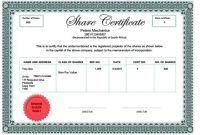Pin On Certificate Templates throughout Shareholding Certificate Template
