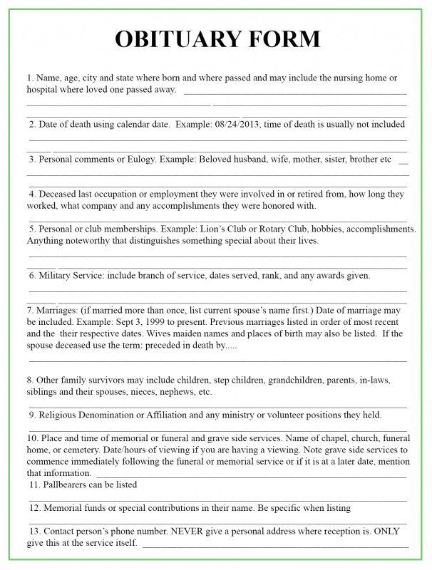 Pin On Daddy's Obituary Ideas regarding Fill In The Blank Obituary Template