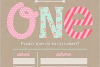 Pink And Mint First Birthday Fill-In-The-Blank Invitation regarding First Birthday Invitation Card Template