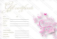 Pink Flies Gift Certificate Template regarding Pink Gift Certificate Template