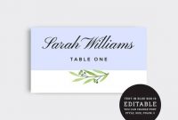 Place Card Template, Printable Place Card Template, Diy in Place Card Size Template