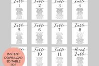 Place Card Template, Table Number Template, Seating Chart inside Michaels Place Card Template