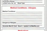 Print Free Medical Id Wallet Cards - Pocket Medication Card within Medical Alert Wallet Card Template