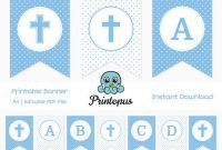 Printable Baptism Banner Baby Boy Blue – Diy Editable Pdf intended for Christening Banner Template Free