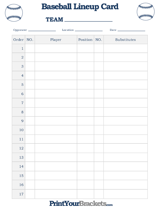 Printable Baseball Lineup Card - Free | Baseball Lineup pertaining to Baseball Lineup Card Template