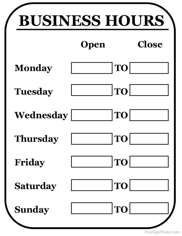 Printable Business Hours Sign | Business Hours Sign, Store regarding Printable Business Hours Sign Template