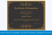 Printable Certificate Of Completion Templates with Blank Award Certificate Templates Word