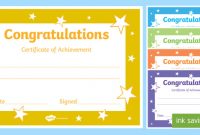 Printable Congratulations Certificate Template intended for Certificate Of Achievement Template For Kids