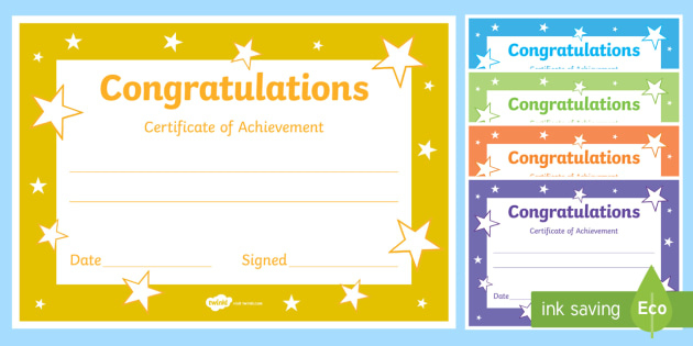Printable Congratulations Certificate Template intended for Certificate Of Achievement Template For Kids